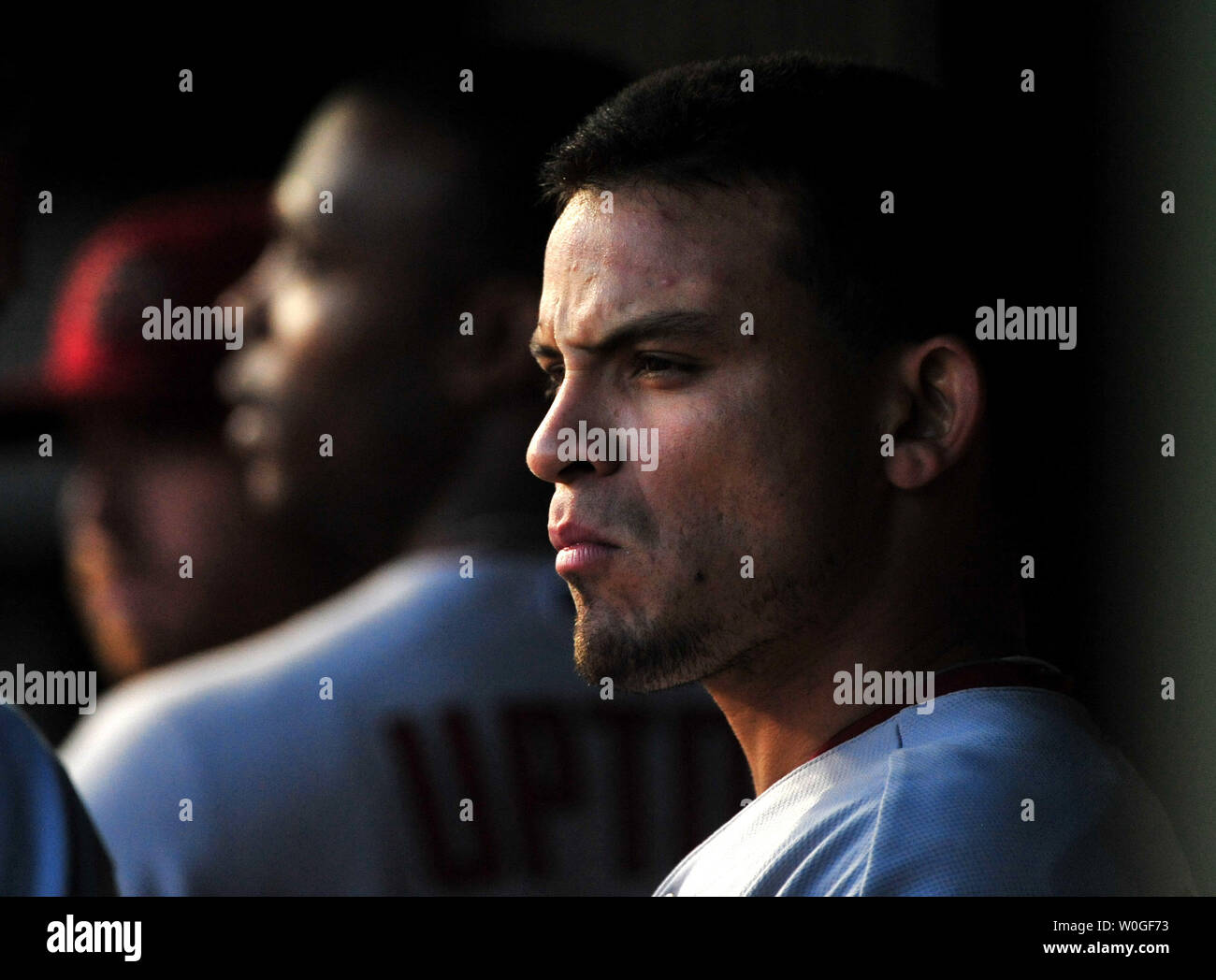 Arizona Diamondbacks' Gerardo Parra est vu dans l'étang comme l'Diamondbacks jouer les Nationals de Washington au Championnat National Park à Washington le 23 août 2011. UPI/Kevin Dietsch Banque D'Images