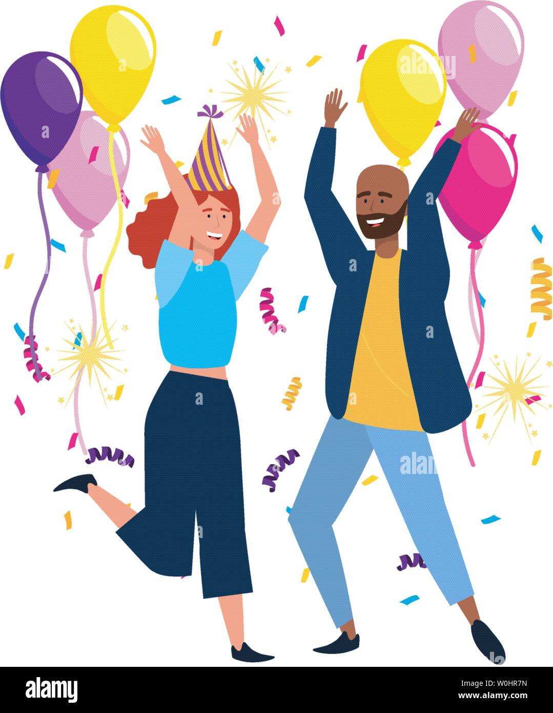 L Homme Et De La Femme Pour Celebrer La Conception Joyeux Anniversaire Decoration Fete Surprise Partie Et Theme Vector Illustration Image Vectorielle Stock Alamy