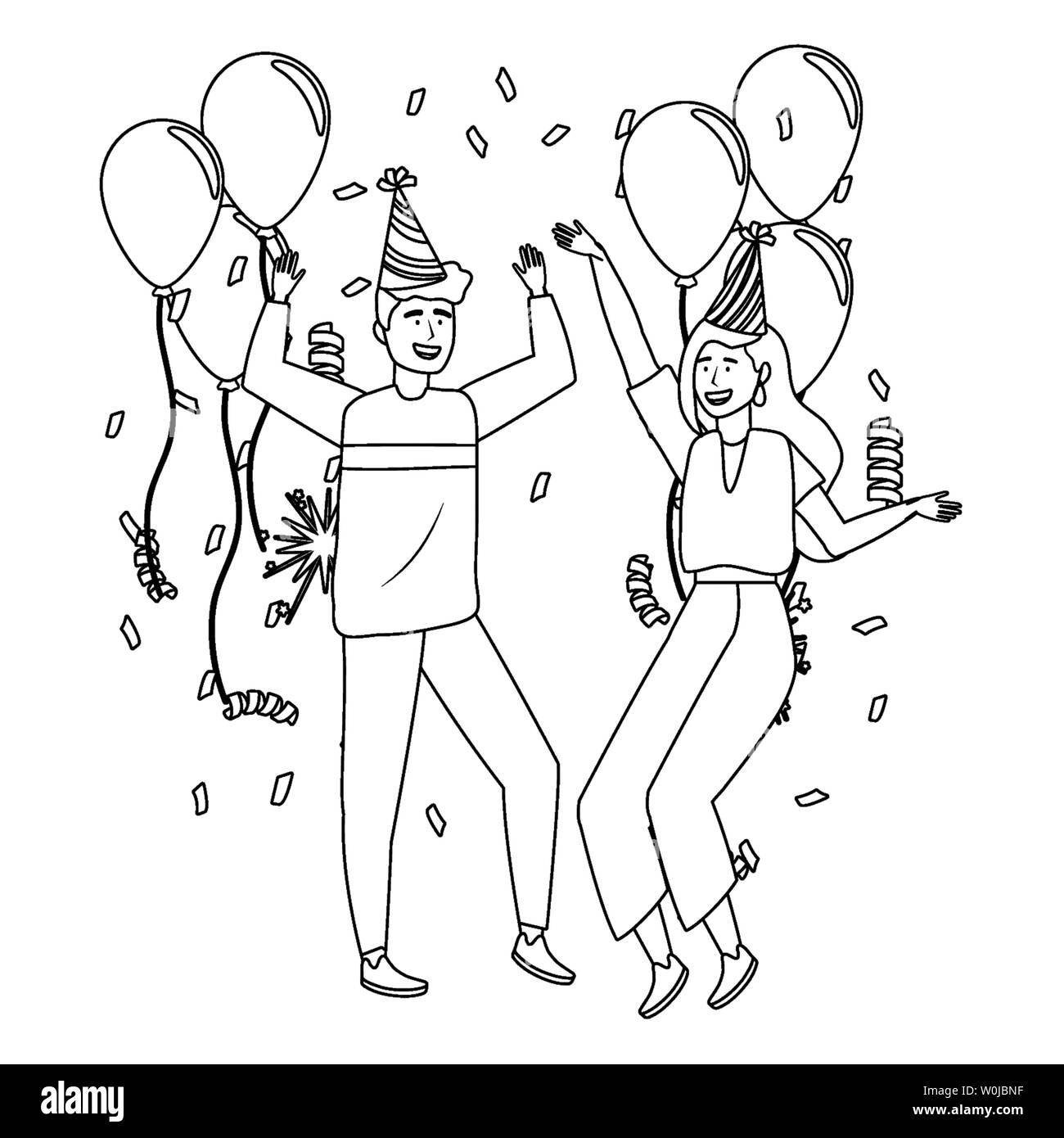 L Homme Et De La Femme Pour Celebrer La Conception Joyeux Anniversaire Decoration Fete Surprise Partie Et Theme Vector Illustration Image Vectorielle Stock Alamy