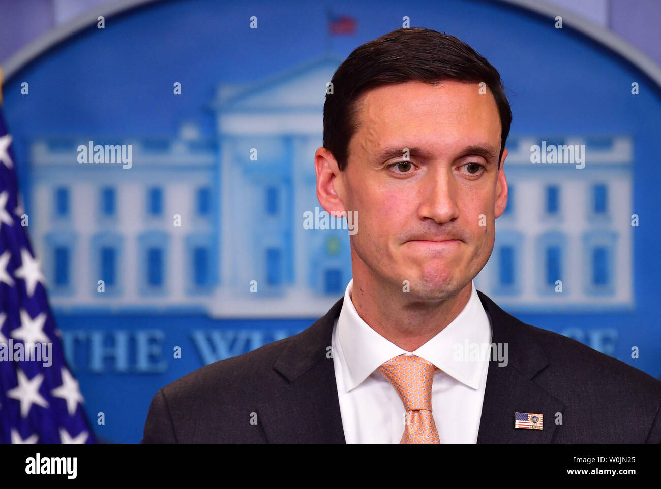 Tom Bossert, White House Homeland Security Advisor, sur la réponse du gouvernement à l'ouragan Harvey pendant la conférence de presse quotidienne à la Maison Blanche, à Washington, D.C. le 31 août 2017. Photo par Kevin Dietsch/UPI Banque D'Images