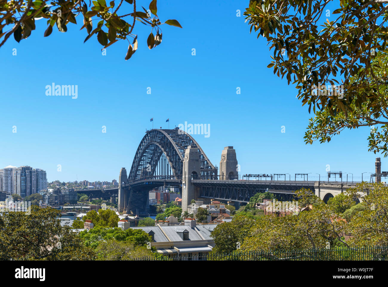 Sydney Harbour Bridge vu de l'Observatoire de Sydney, Observatory Hill, Millers Point, Sydney, Australie Banque D'Images