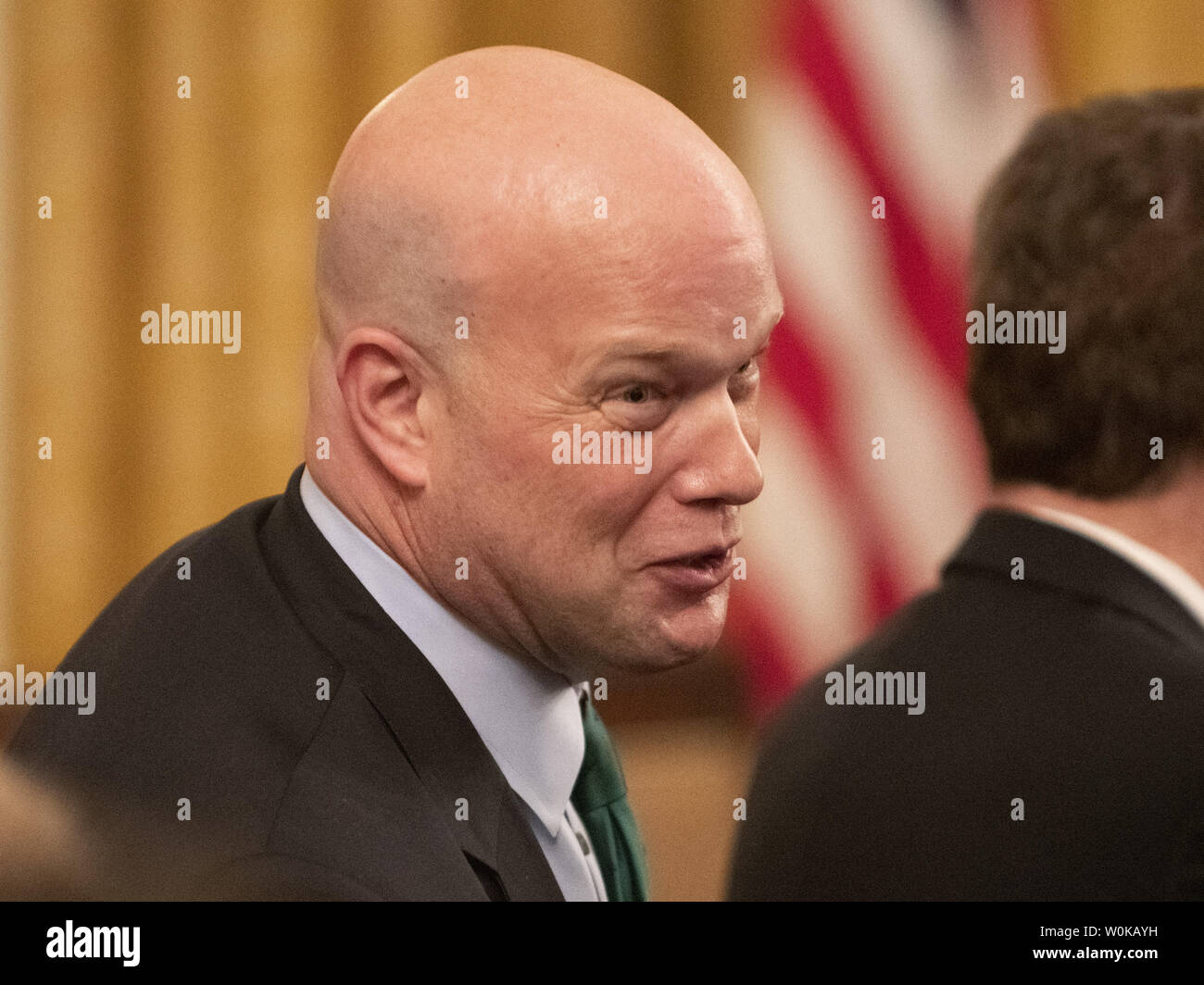 Procureur général intérimaire Matthew Whitaker assiste à la Médaille de la liberté prix remis par le Président Donald Trump lors d'une cérémonie dans la East Room de la Maison Blanche à Washington, D.C. le 16 novembre 2018. Photo de Pat Benic/UPI Banque D'Images