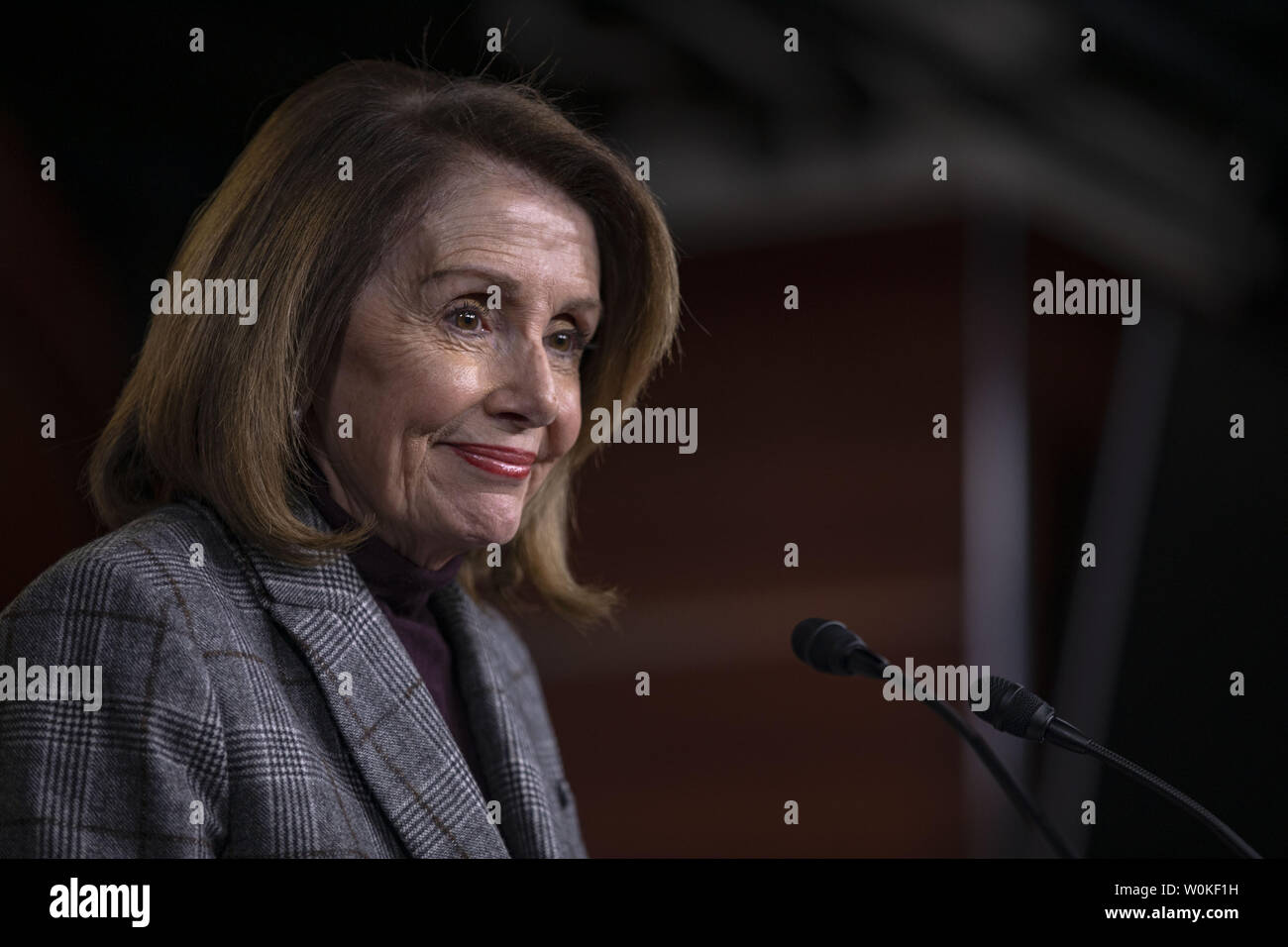 Le président, Nancy Pelosi, D (CA), parle à sa conférence de presse hebdomadaire dans le Capitol Visitor Center à Washington, DC Le 29 février 2019. Photo par Tasos Katopodis/UPI Banque D'Images