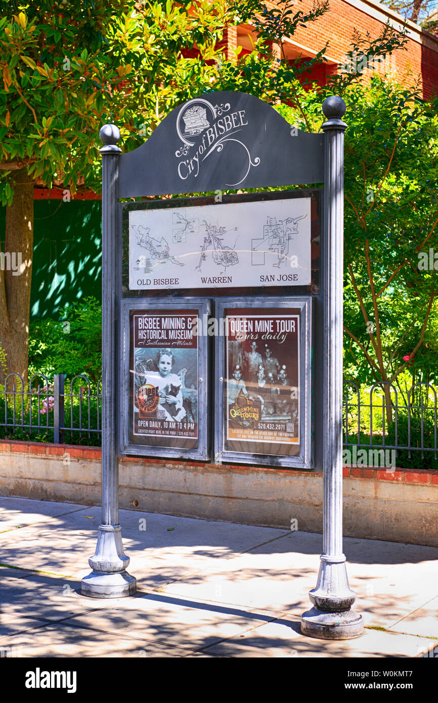 Affichage City Square dans le centre-ville de Bisbee, AZ Banque D'Images