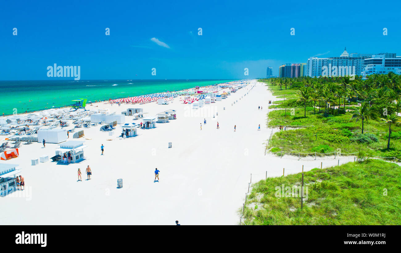 Vue aérienne ville Miami Beach. South Beach. La Floride. USA. Banque D'Images