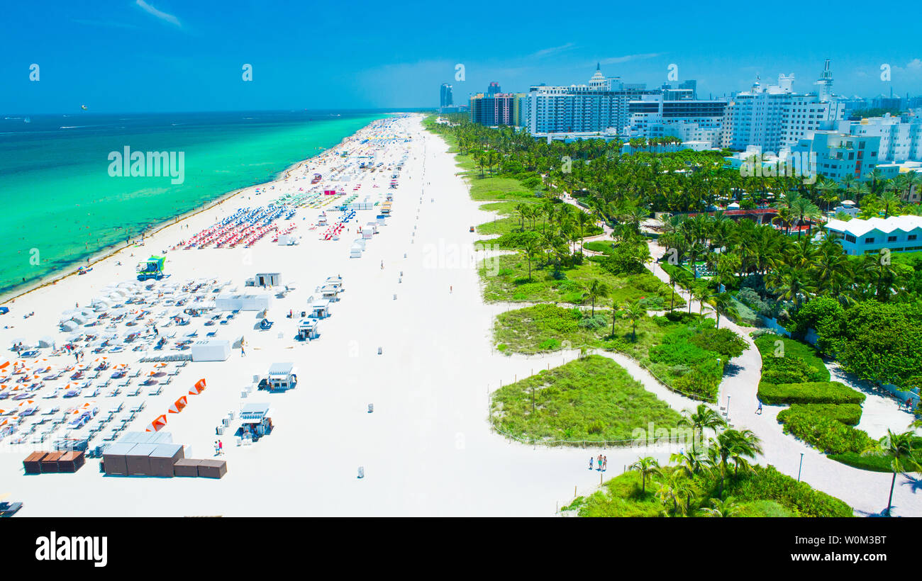 Vue aérienne ville Miami Beach. South Beach. La Floride. USA. Banque D'Images