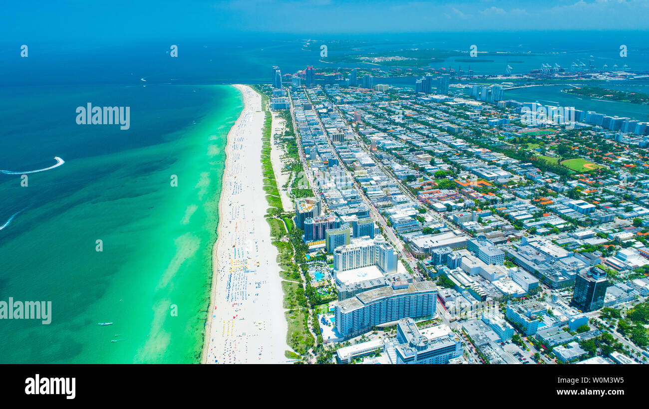 Vue aérienne ville Miami Beach. South Beach. La Floride. USA. Banque D'Images Vue aérienne ville Miami Beach. South Beach. La Floride. USA. Banque D'Images