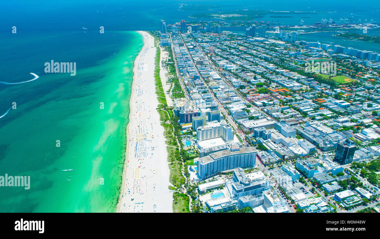 Vue aérienne ville Miami Beach. South Beach. La Floride. USA. Banque D'Images Vue aérienne ville Miami Beach. South Beach. La Floride. USA. Banque D'Images