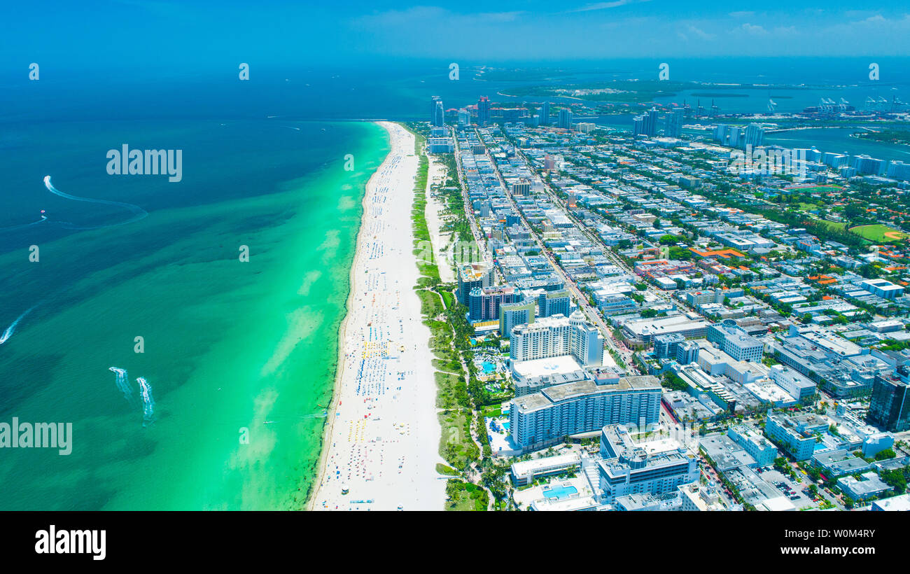 Vue aérienne ville Miami Beach. South Beach. La Floride. USA. Banque D'Images Vue aérienne ville Miami Beach. South Beach. La Floride. USA. Banque D'Images