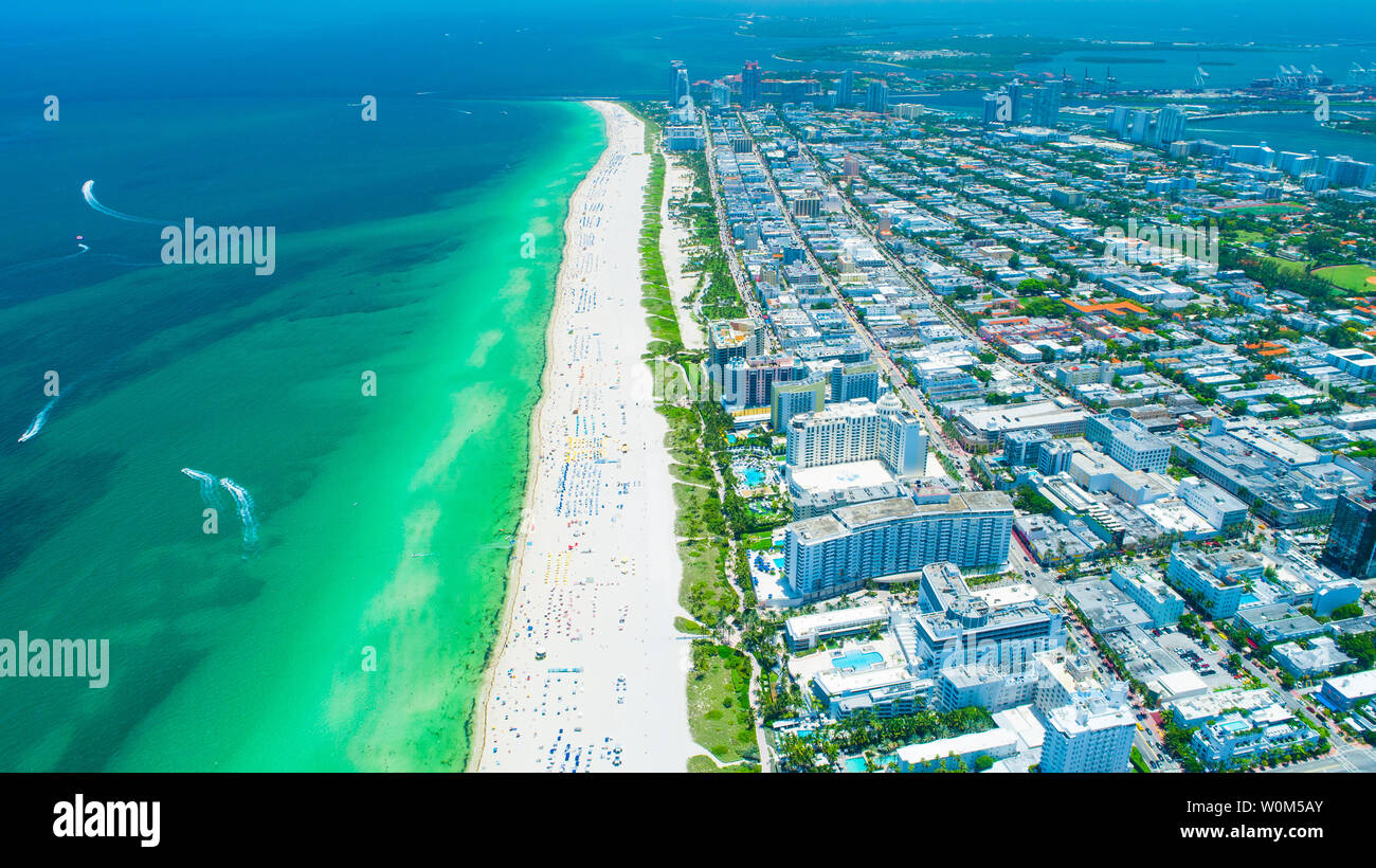 Vue aérienne ville Miami Beach. South Beach. La Floride. USA. Banque D'Images Vue aérienne ville Miami Beach. South Beach. La Floride. USA. Banque D'Images