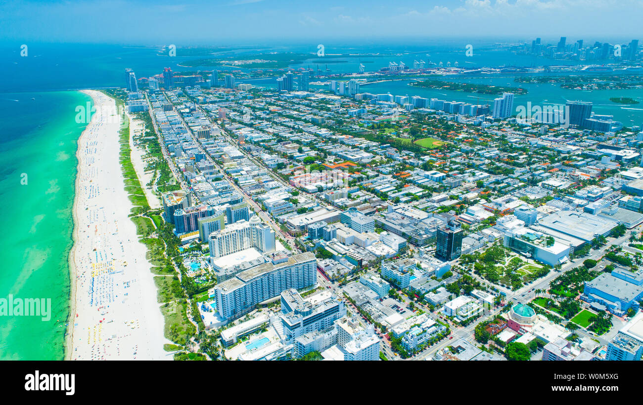 Vue aérienne ville Miami Beach. South Beach. La Floride. USA. Banque D'Images Vue aérienne ville Miami Beach. South Beach. La Floride. USA. Banque D'Images