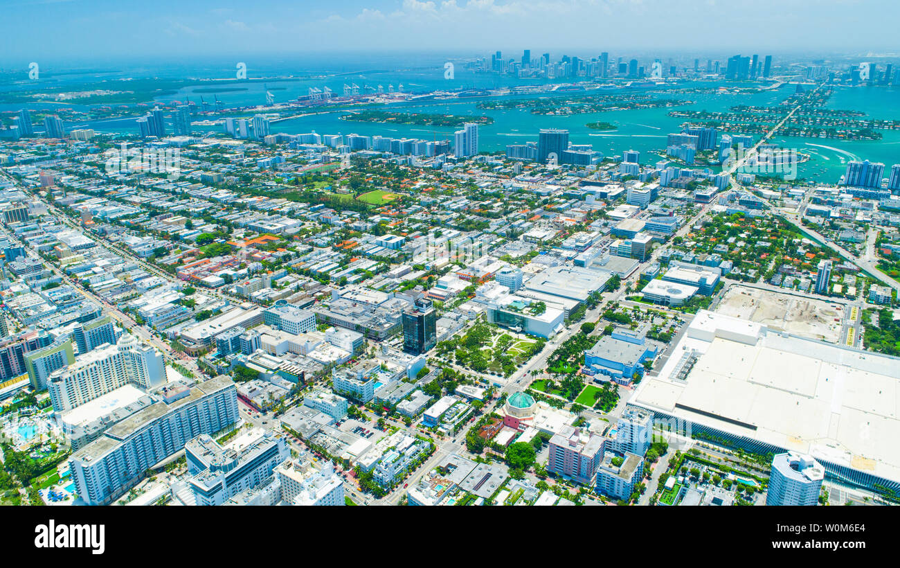 Vue aérienne ville Miami Beach. South Beach. La Floride. USA. Banque D'Images