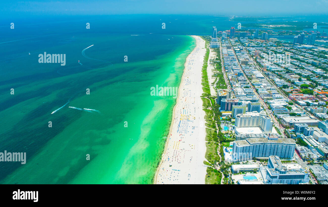 Vue aérienne ville Miami Beach. South Beach. La Floride. USA. Banque D'Images