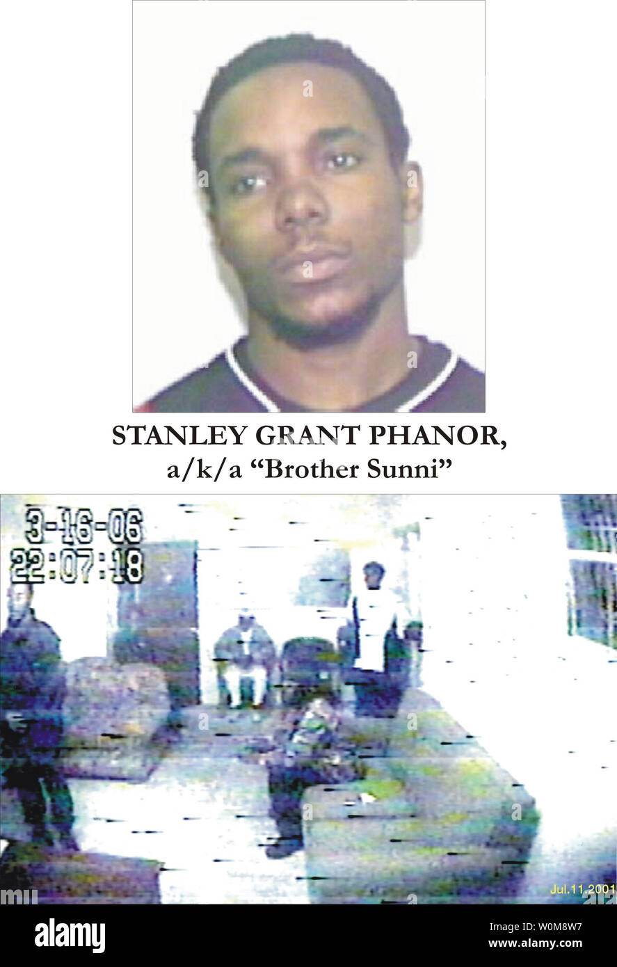 Stanley Grant Phanor, alias 'frère', sunnite a été arrêté en lien avec un complot terroriste à Miami, le 23 juin 2006. Sept personnes ont été arrêtées dans la région de Federal Bureau of Investigation (FBI) raids dans Miami. Les autorités américaines affirment un complot impliquant Al-qaïda dans le cadre d'une "guerre contre le gouvernement américain.' selon l'accusation, les cinq Américains, un peuple haïtien et d'un autre étranger, organisé un complot pour attaquer les 442 mètres (1 450 pieds) de haut la Sears Tower, le troisième plus grand bâtiment, et aussi immeubles de Miami. Ils devaient faire leur première comparution en cour aujourd'hui, selon les responsables. (UPI Banque D'Images