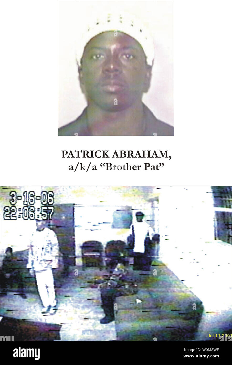 Patrick Abraham, alias 'frère', Pat a été arrêté en lien avec un complot terroriste à Miami, le 23 juin 2006. Sept personnes ont été arrêtées dans la région de Federal Bureau of Investigation (FBI) raids dans Miami. Les autorités américaines affirment un complot impliquant Al-qaïda dans le cadre d'une "guerre contre le gouvernement américain.' selon l'accusation, les cinq Américains, un peuple haïtien et d'un autre étranger, organisé un complot pour attaquer les 442 mètres (1 450 pieds) de haut la Sears Tower, le troisième plus grand bâtiment, et aussi immeubles de Miami. Ils devaient faire leur première comparution en cour aujourd'hui, selon les responsables. (UPI Photo/ Banque D'Images