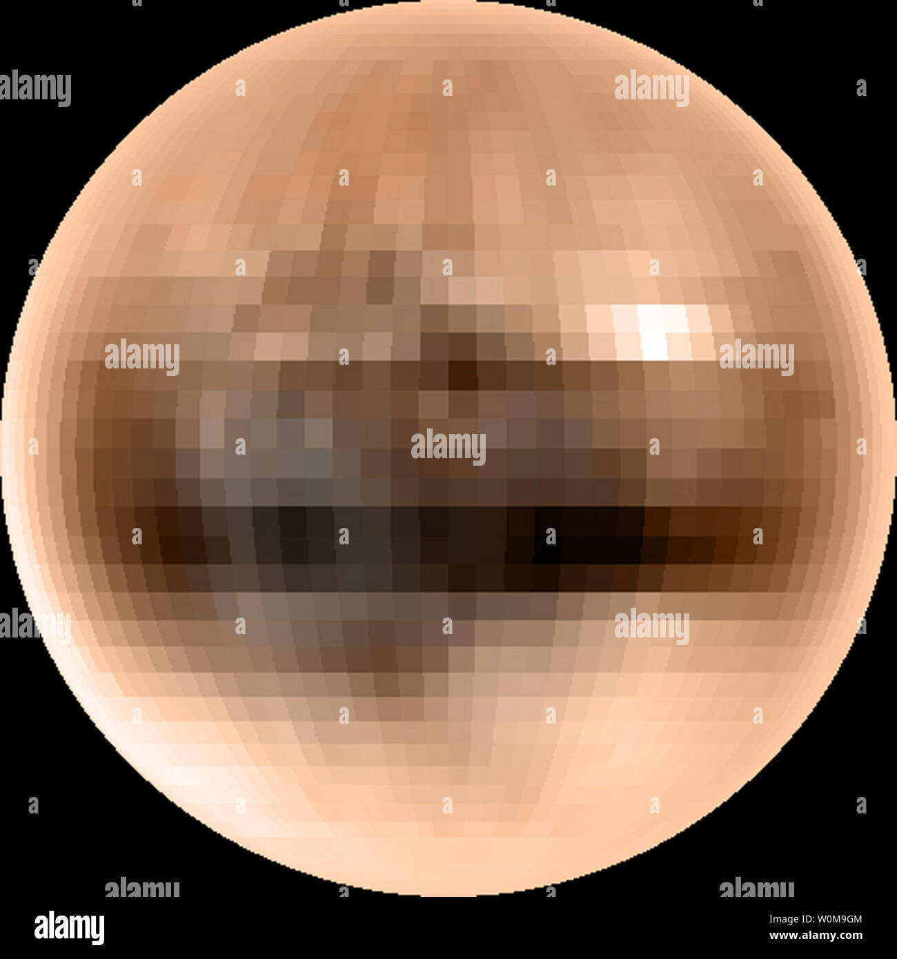 Les vraies couleurs de Pluton sont vus dans ce 19 mars, 2001 site créé par le suivi des changements de luminosité de la Terre. Les scientifiques reclassés Pluton comme une planète naine, laissant le système solaire avec seulement huit planètes normales. (Photo d'UPI/Eliot jeune SwRI/NASA) Banque D'Images