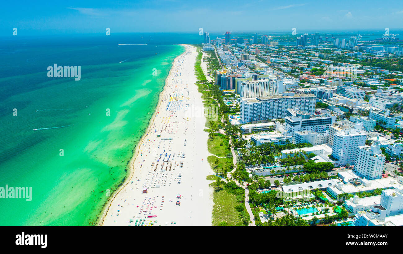 Vue aérienne ville Miami Beach. South Beach. La Floride. USA. Banque D'Images