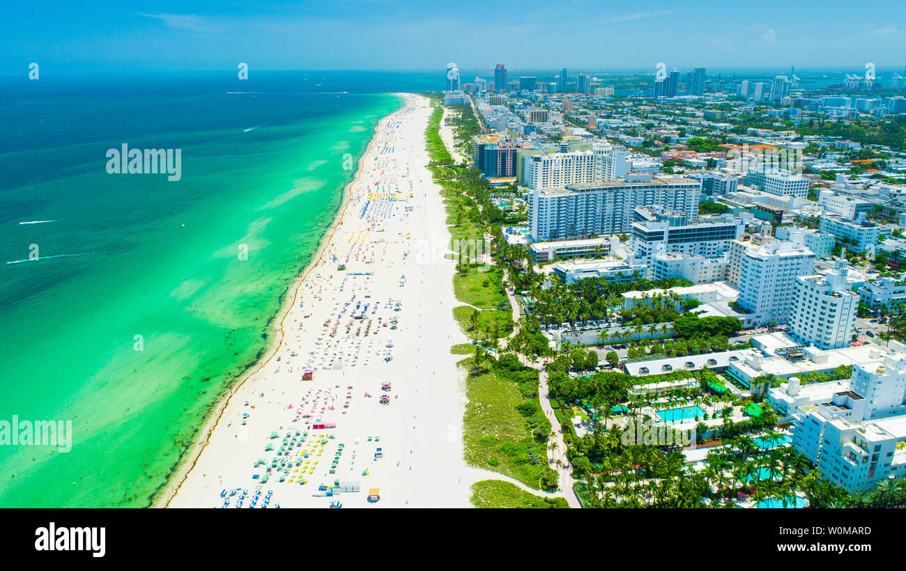 Vue aérienne ville Miami Beach. South Beach. La Floride. USA. Banque D'Images