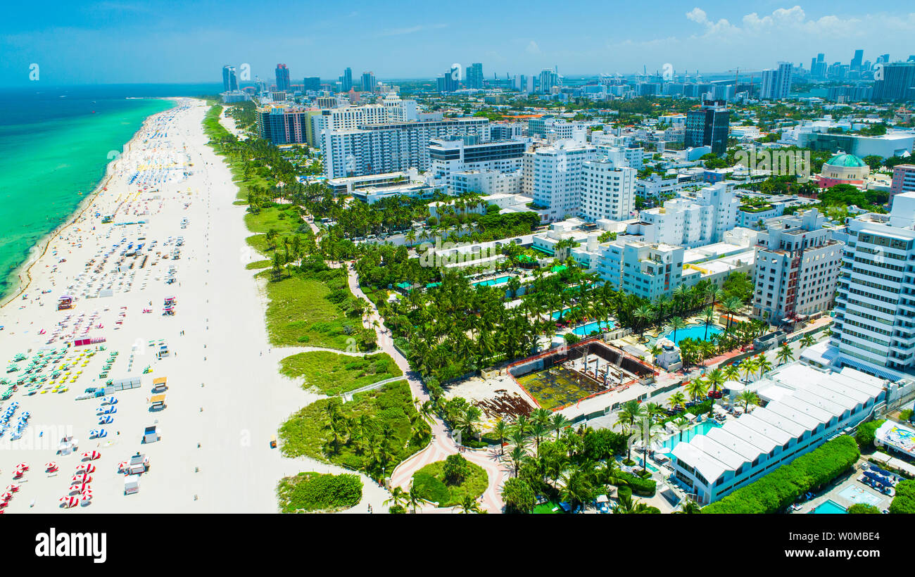Vue aérienne ville Miami Beach. South Beach. La Floride. USA. Banque D'Images Vue aérienne ville Miami Beach. South Beach. La Floride. USA. Banque D'Images