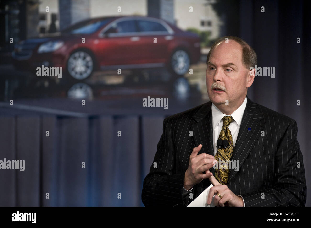 Fritz Henderson effectue sa première conférence de presse en tant que PDG de General Motors Corporation Mardi, 31 mars 2009 à la GM Renaissance Center Siège social mondial à Detroit, Michigan. (Photo d'UPI/Steve Fecht/General Motors) Banque D'Images