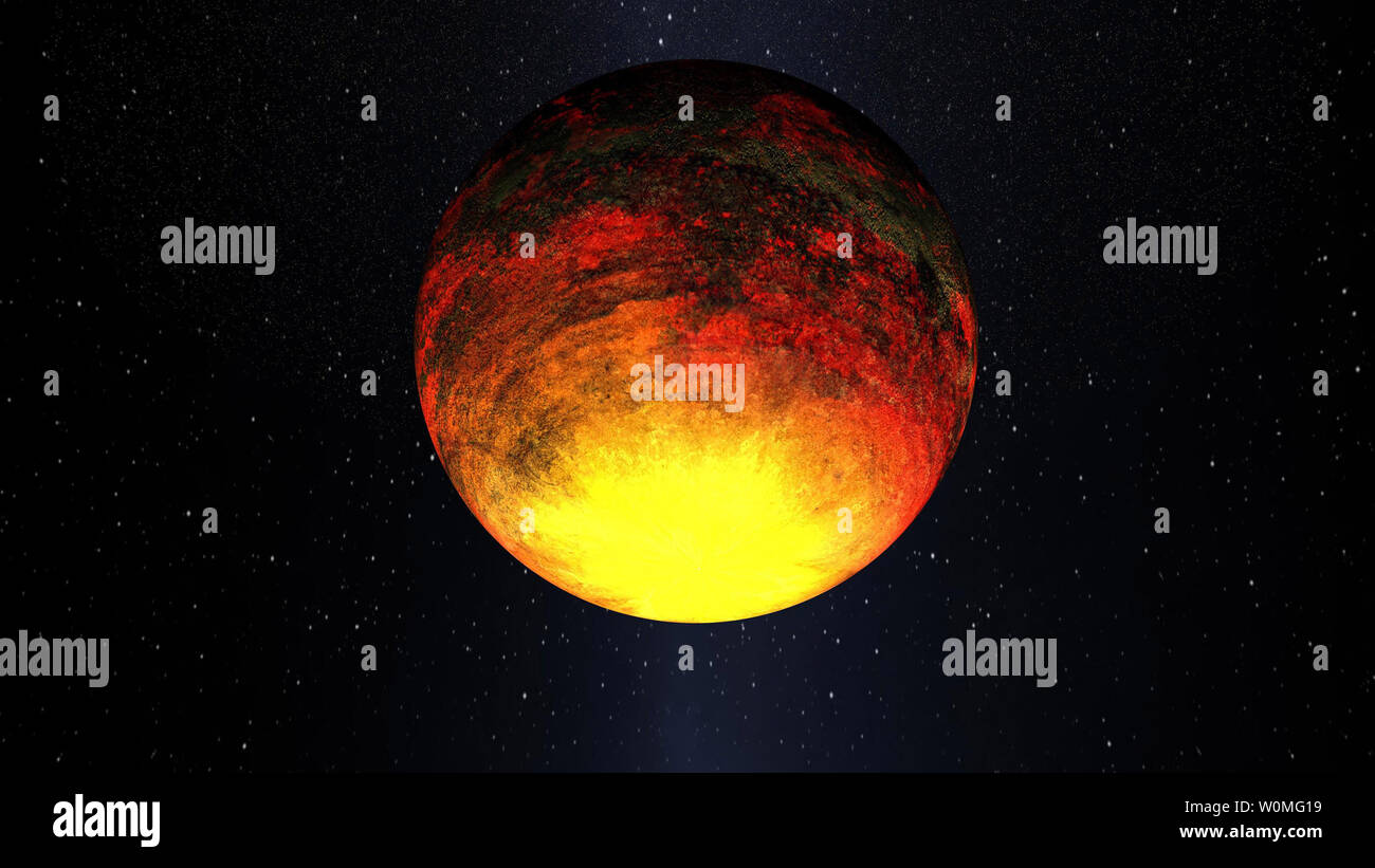 Cet artiste montre le rendu de la NASA la première planète rocheuse trouvés par la NASA's Kepler mission, nommé Kepler-10b. Mesures de la planète 1,4 fois la taille de la Terre et est la plus petite planète jamais découvert en dehors de notre système solaire. UPI/NASA Banque D'Images