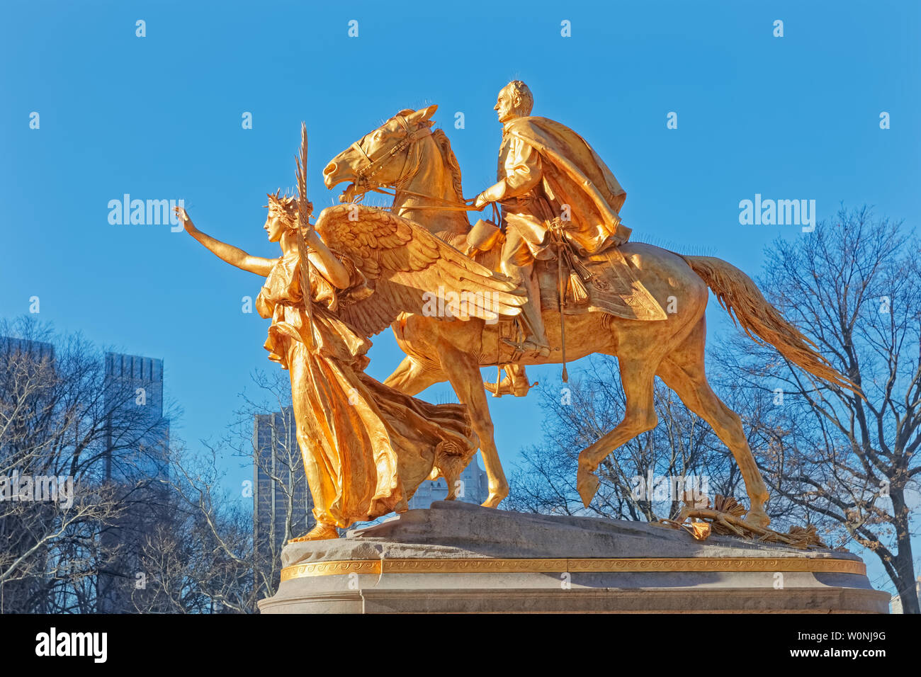 Sculpture Commémorative Sherman Du New York Central Park Banque D'Images