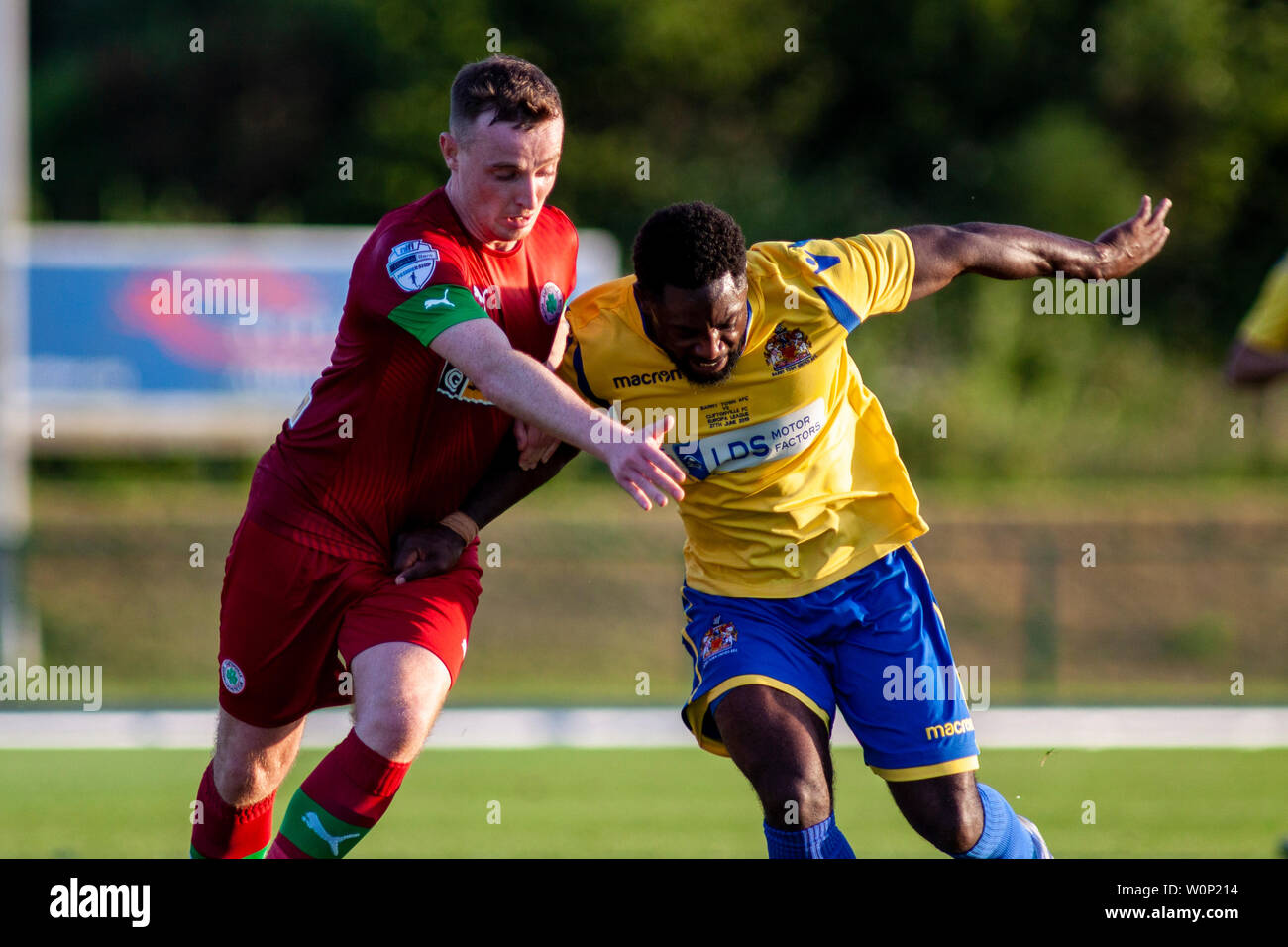 Kayne McLaggon de Barry Town United. Barry Town v Cliftonville dans  l'Europa League Preliminary Round au stade Leckwith. Lewis Mitchell/YCPD  Photo Stock - Alamy