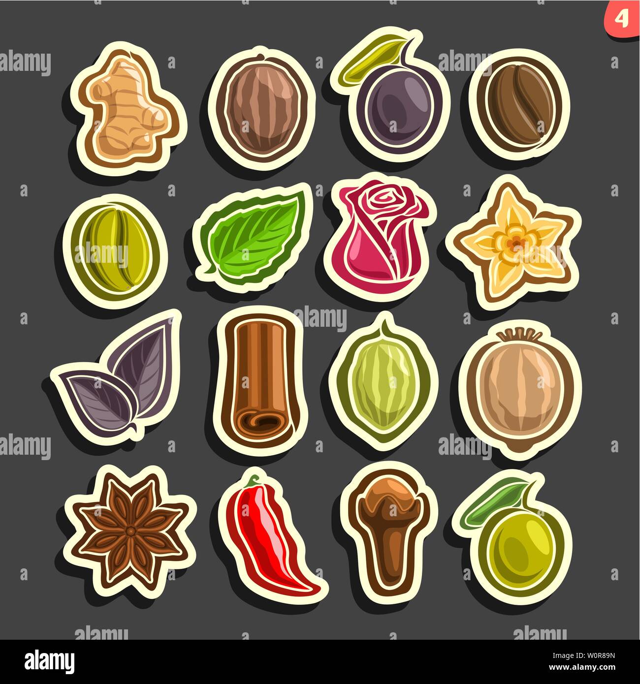 Vector icons pour épices culinaires Illustration de Vecteur