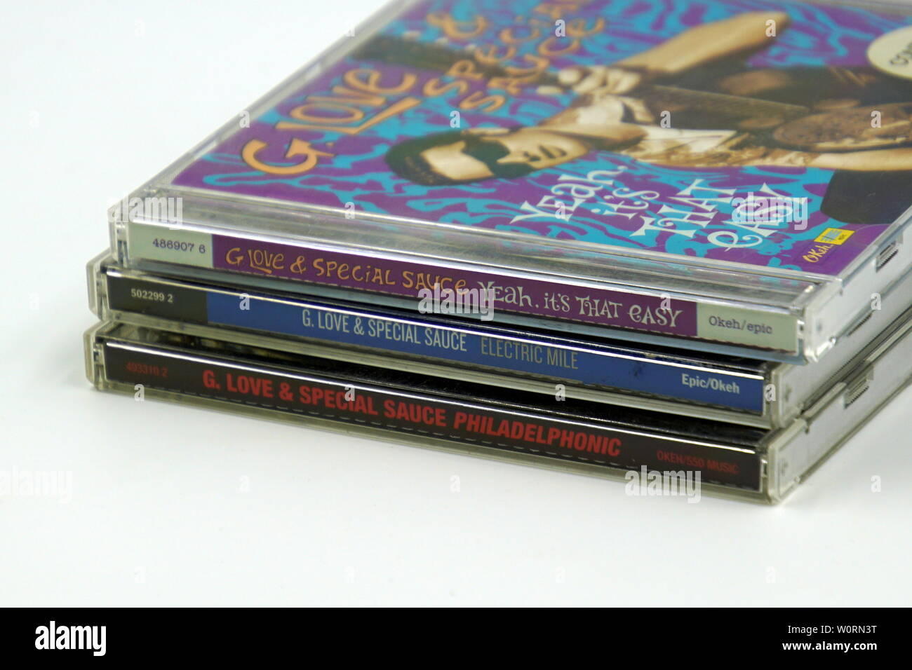 Amsterdam, Pays-Bas - le 8 février 2019 : Un disque compact (CD) Albums de hip-hop alternatif américain band G. Love & Special Sauce. Banque D'Images