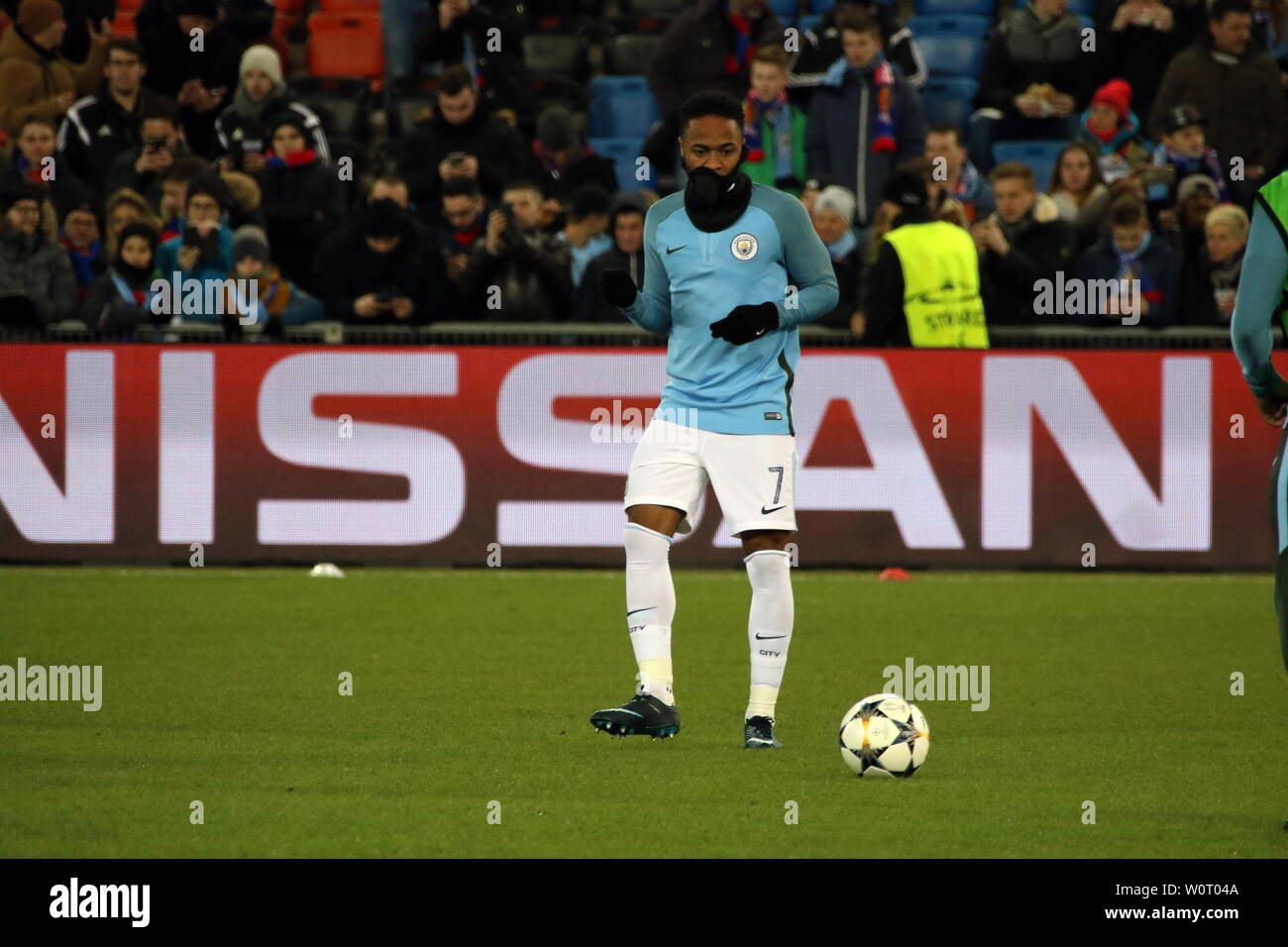 Raheem Sterling Fussball-CL : Achtelfinale, FC Bâle vs Manchester City Banque D'Images