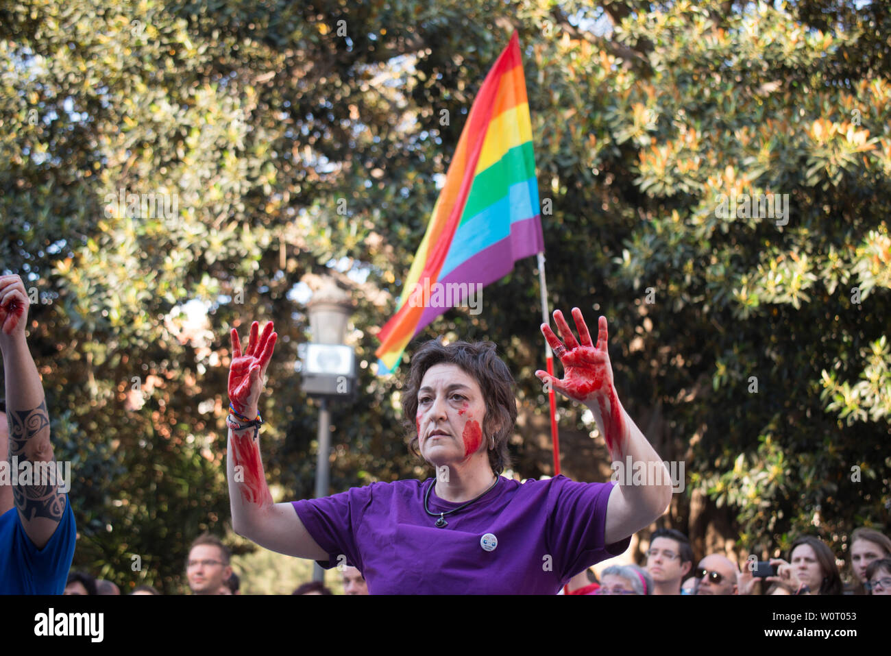 Manifestation à Valence en faveur de gay pride Banque D'Images
