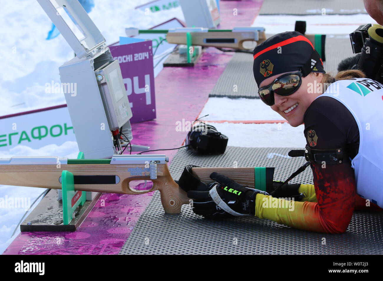 Vivien Hösch beim Jeux paralympiques 2014 / Formation Sotschi Jeux paralympiques d'hiver de Sotchi 2014 Banque D'Images