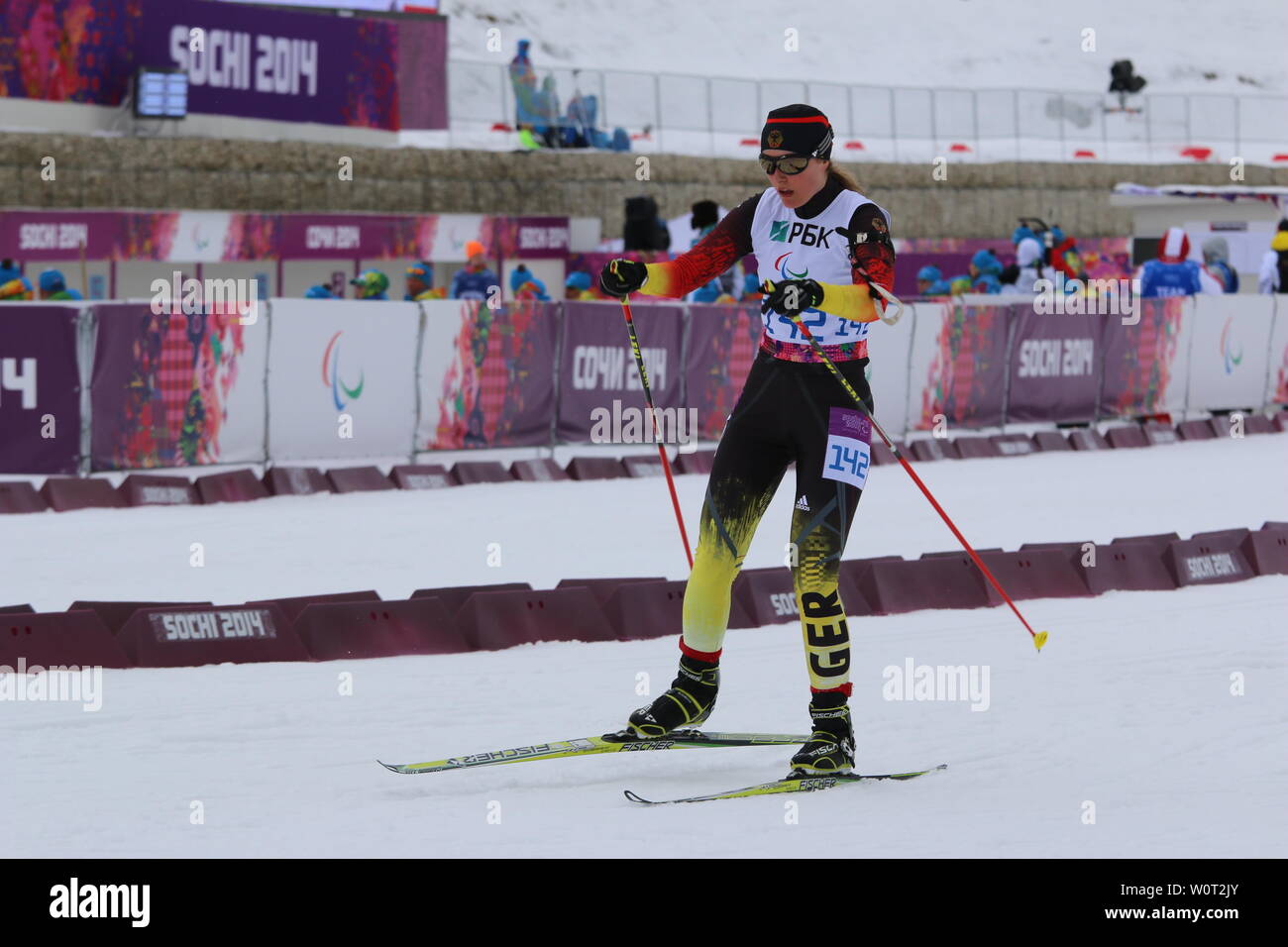 Vivien Hösch (RIG beim Freiburg im Biathlon Laura Cross Country Centre Sotschi 2014 Jeux paralympiques Jeux paralympiques d'hiver de Sotchi / 2014 Banque D'Images