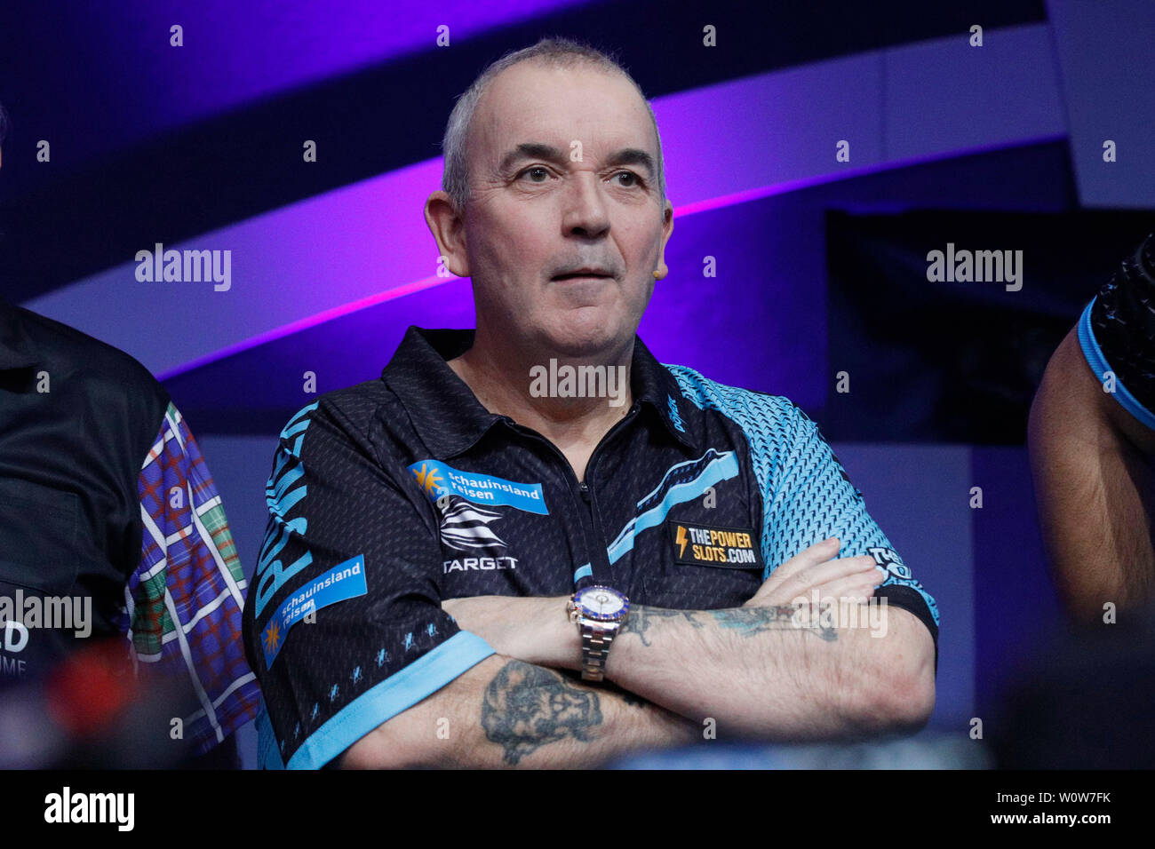 Markus Krebs, Dartszebra Phil Taylor le pouvoir, ProSieben Promi-Darts-WM 2019, le Maritim Hotel, Köln, 05.01.2019 Banque D'Images