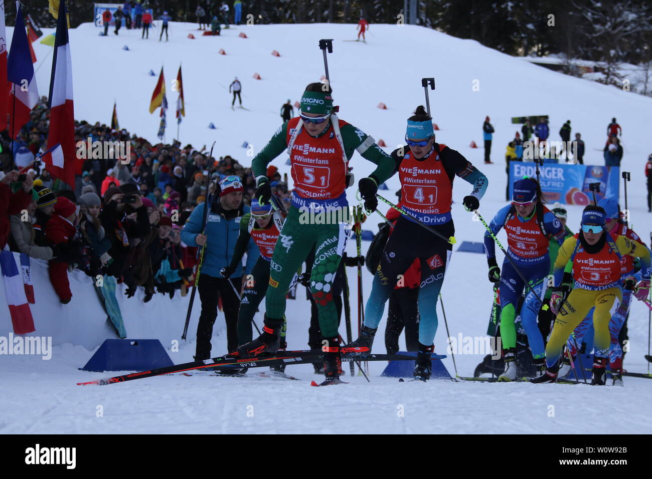 Kampf im Anstieg, angeführt wird von Feld Dorothea Wierer (Italien) Biathlon IBU Staffelrennen Haus der Frauen Weltcup à Ruhpolding 2019 Banque D'Images