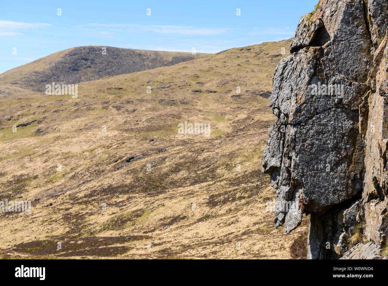 L'Homme gris de Merrick, rock formation sur le Merrick, Galloway Hills, Dumfries et Galloway, Écosse Banque D'Images