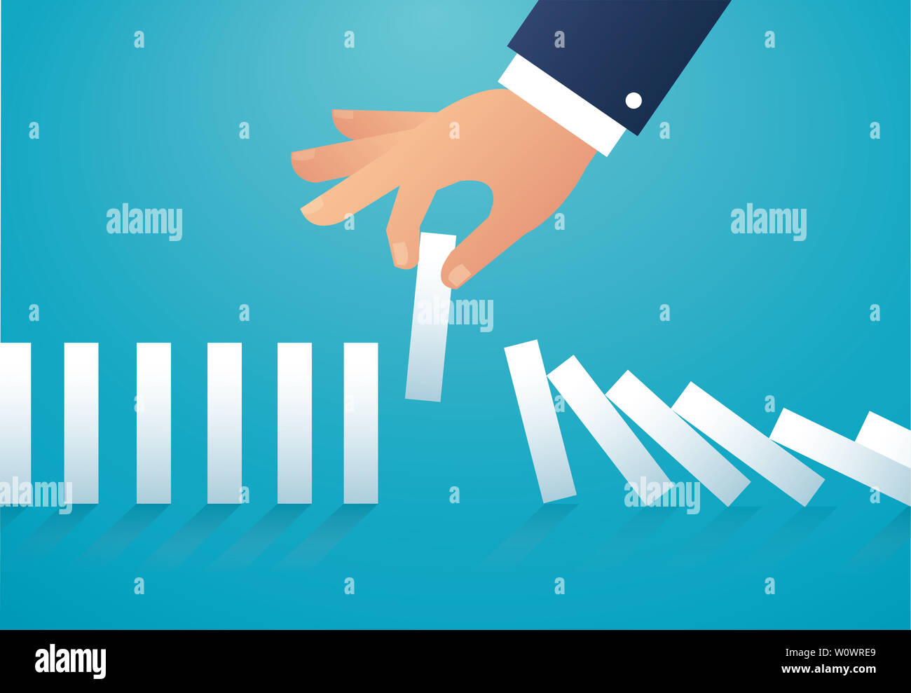 L'effet domino du concept d'entreprise. Banque D'Images