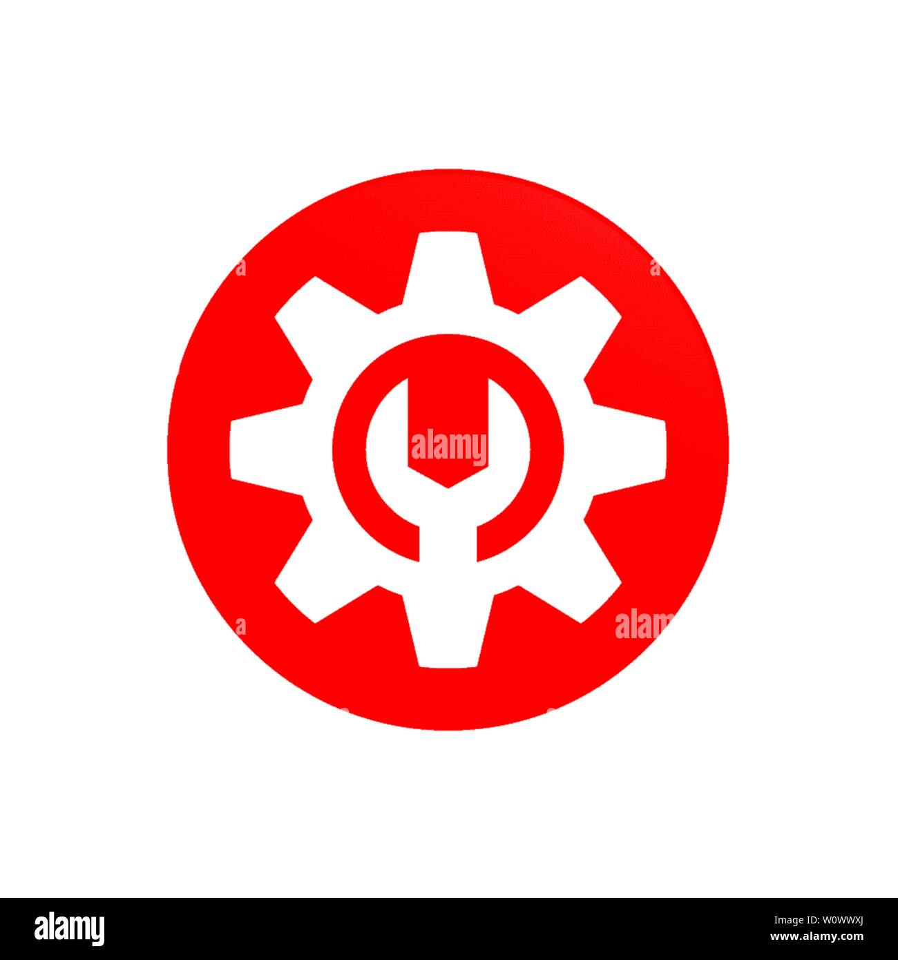 Mécanicien engins circulaire rouge Icône Symbole vecteur modèle de conception de logo graphique Illustration de Vecteur