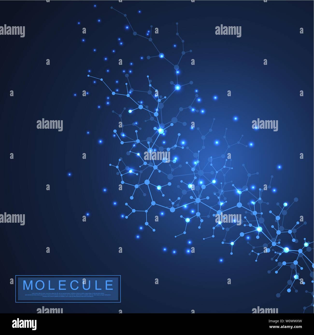 Molécule contexte scientifique illustration en double hélice de l'ADN avec une faible profondeur de champ. Papier peint mystérieux ou une bannière avec les molécules d'ADN Illustration de Vecteur