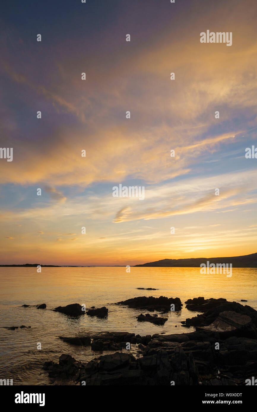 Coucher de soleil sur la Murray Isles de Carrick, Dumfries et Galloway, Écosse Banque D'Images