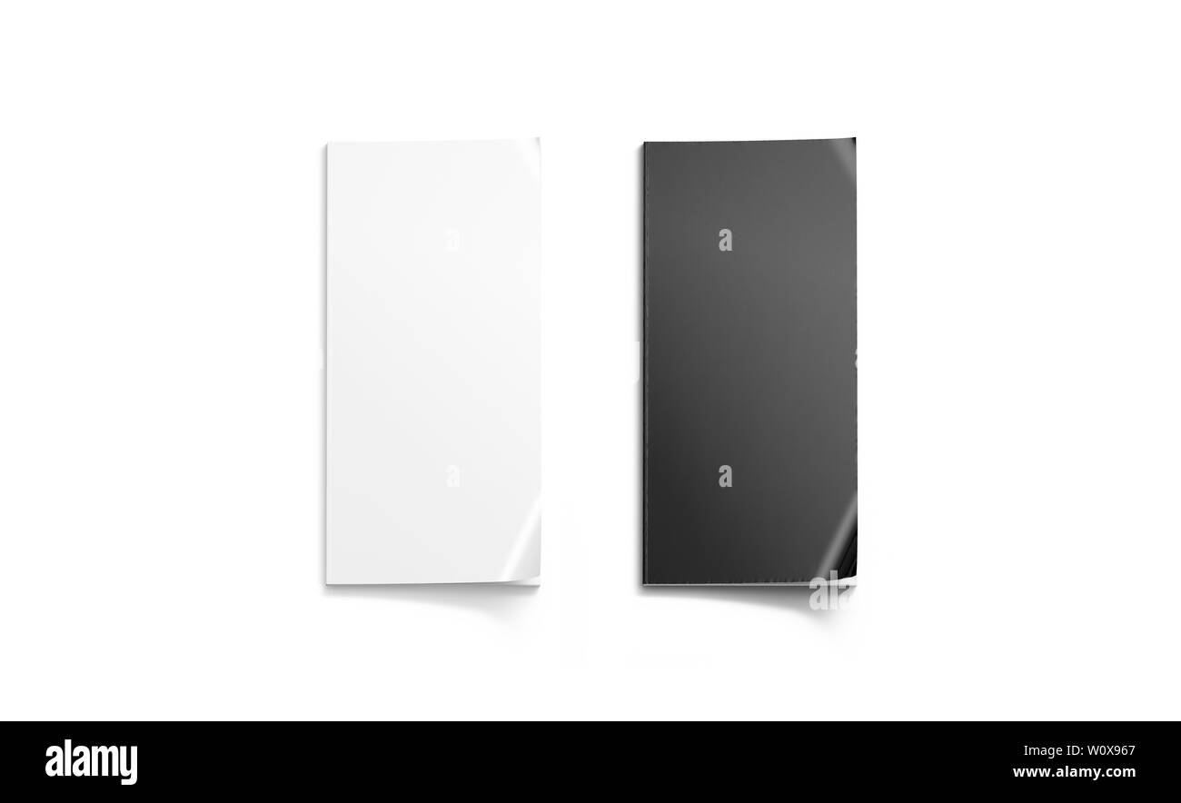 Vide noir et blanc magazine fermé immersive, isolée, vue de dessus, rendu 3d. Tall Dark claire journal officiel des maquettes. Album étroit modèle. Mag vide avec ha Banque D'Images