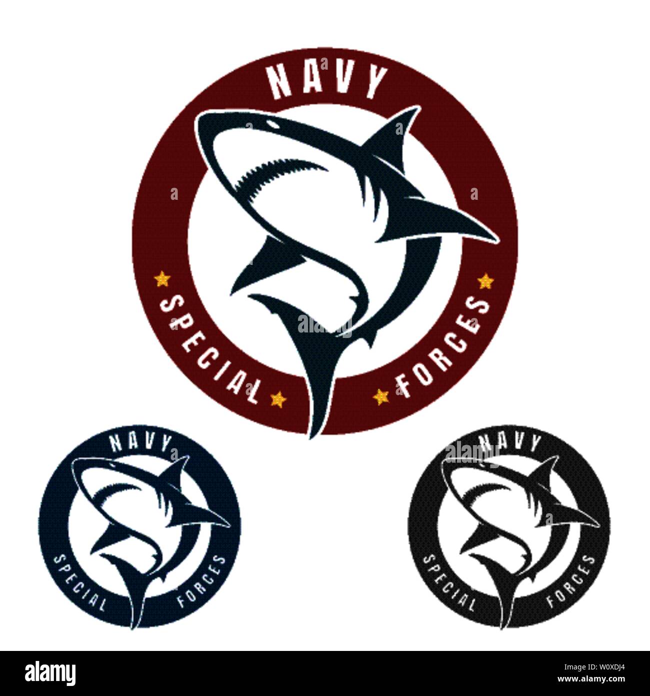 Conception graphique de requin saut dans le style militaire. Vector illustration. Illustration de Vecteur