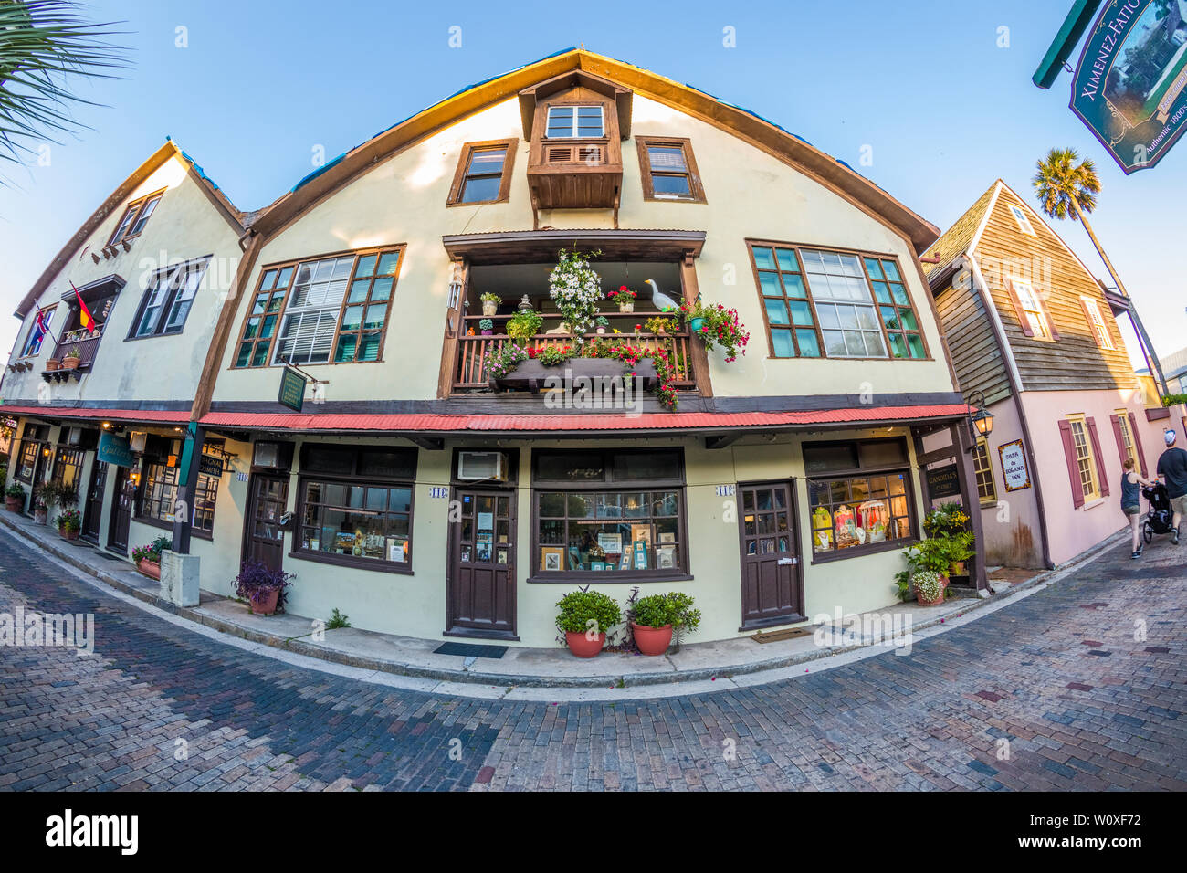 Aviles Street dans la vieille ville historique de St Augustine en Floride Banque D'Images