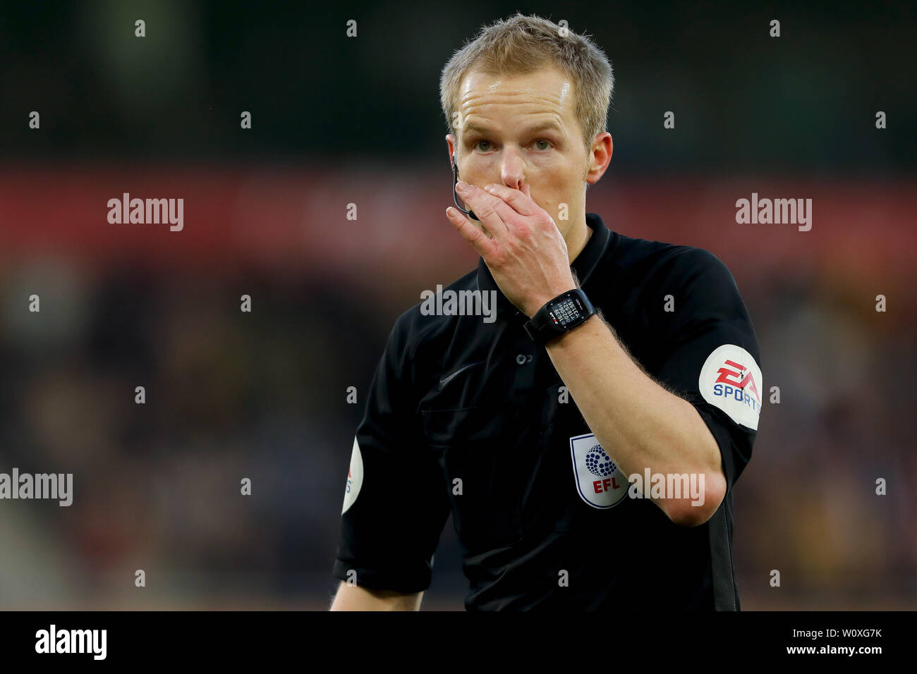 Arbitre, Gavin Ward - Norwich City v Bristol City, Sky Bet Championship, Carrow Road, Norwich - 23 février 2019 Editorial N'utilisez que des restrictions s'appliquent - DataCo Banque D'Images