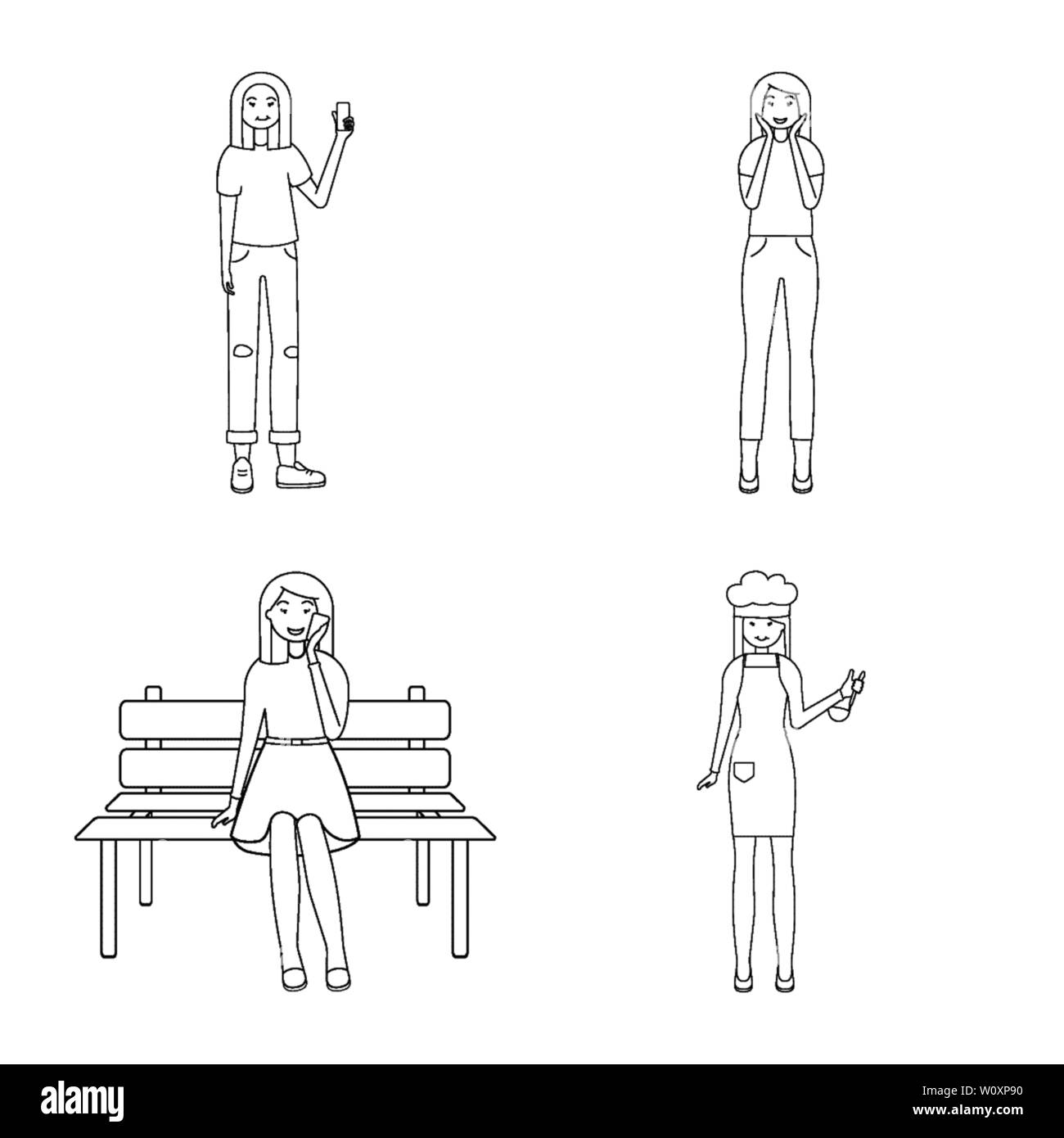 Vector design de posture et logo de l'humeur. Collection de posture et l'icône vecteur femelle pour stock. Illustration de Vecteur