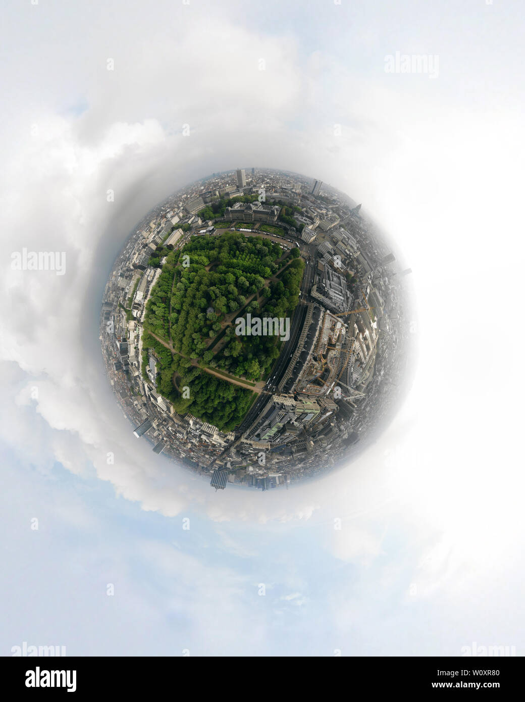 Vue aérienne Panorama 360 degrés Bruxelles, le Palais Royal. Banque D'Images