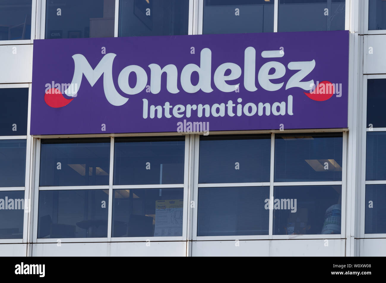 Deerfield - Circa 2019 Juin : Mondelez International Siège. Mondelez est le spin off de grignotines de Kraft Foods II Banque D'Images