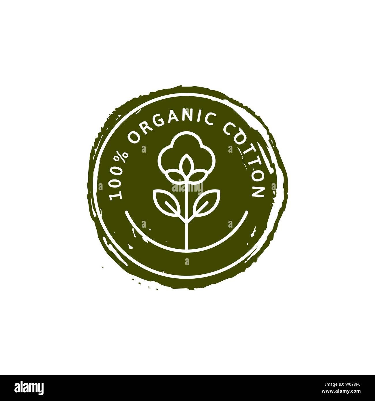 Chemise de coton biologique naturel des étiquettes et d'écussons et d'attirer la main texture crayon - Vector icône ronde ,autocollant, Logo, Tampon, fleur de coton naturel Tag - Clo Illustration de Vecteur