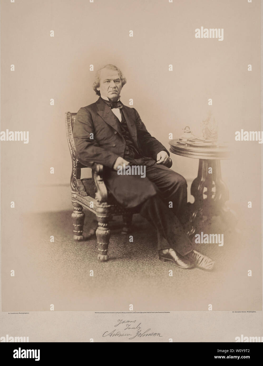 Andrew Johnson (1808-75), 17e président des États-Unis, portrait, photographie par Alexander Gardner, Washington DC, USA, 1866 Banque D'Images