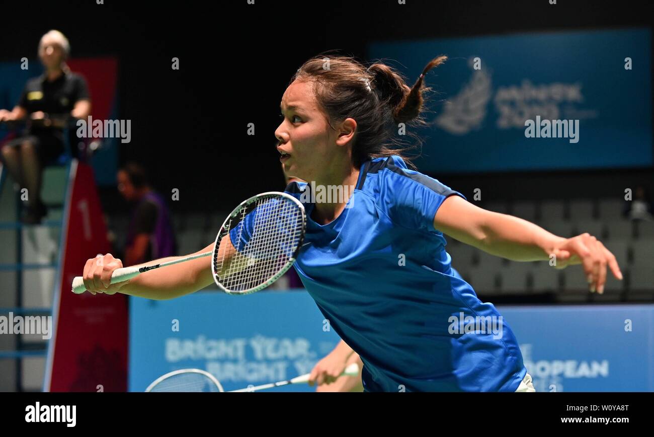 Minsk. Le Bélarus. 28 juin 2019. Anne Tran (FRA) pendant le tournoi de  badminton à la 2e jeux européens. Garry Bowden/SIP Crédit photo  agency/Alamy live news Photo Stock - Alamy